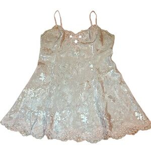 Victoria's Secret Gold Tag Vintage Peach Brocade Satin Lace Chemise, Lingerie, L